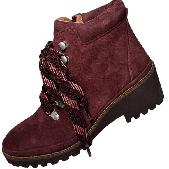 Gentle Souls by Kenneth Cole $270 Mona Hiker Boot Plum Berry Suede US 7 M NEW - Picture 1 of 7